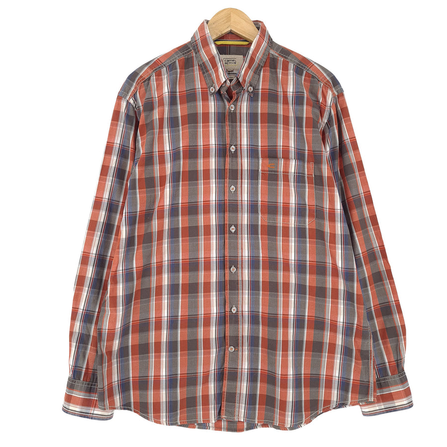 Camel Active Vintage camicia da uomo in cotone a quadri con bottoni casual quotidiano taglia L