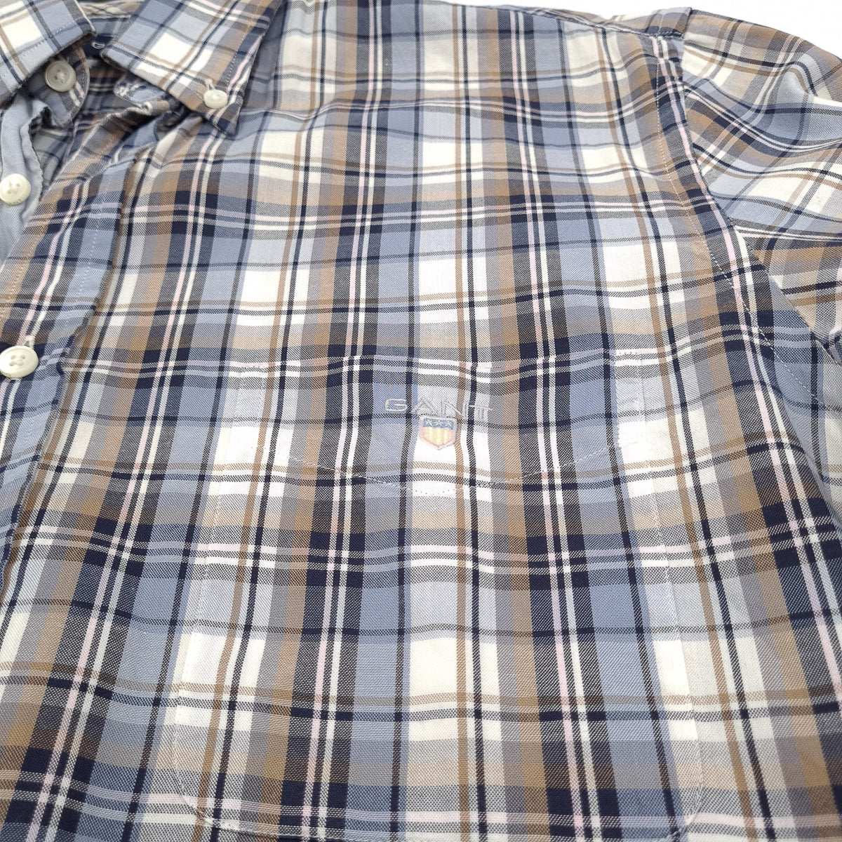 Gant Mens Shirt Plaid Cotton Button Up Casual Everyday Classic Size M, detail view 3, image 5 of 7