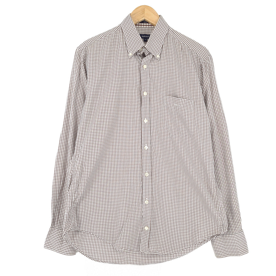 Gant camicia da uomo in cotone a quadri con bottoni casual quotidiano classico taglia M