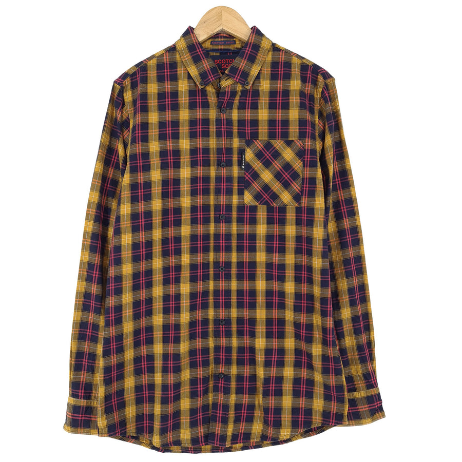 Scotch & Soda Vintage męska koszula bawełniana w kratę zapinana na guziki codzienne na co dzień rozmiar M