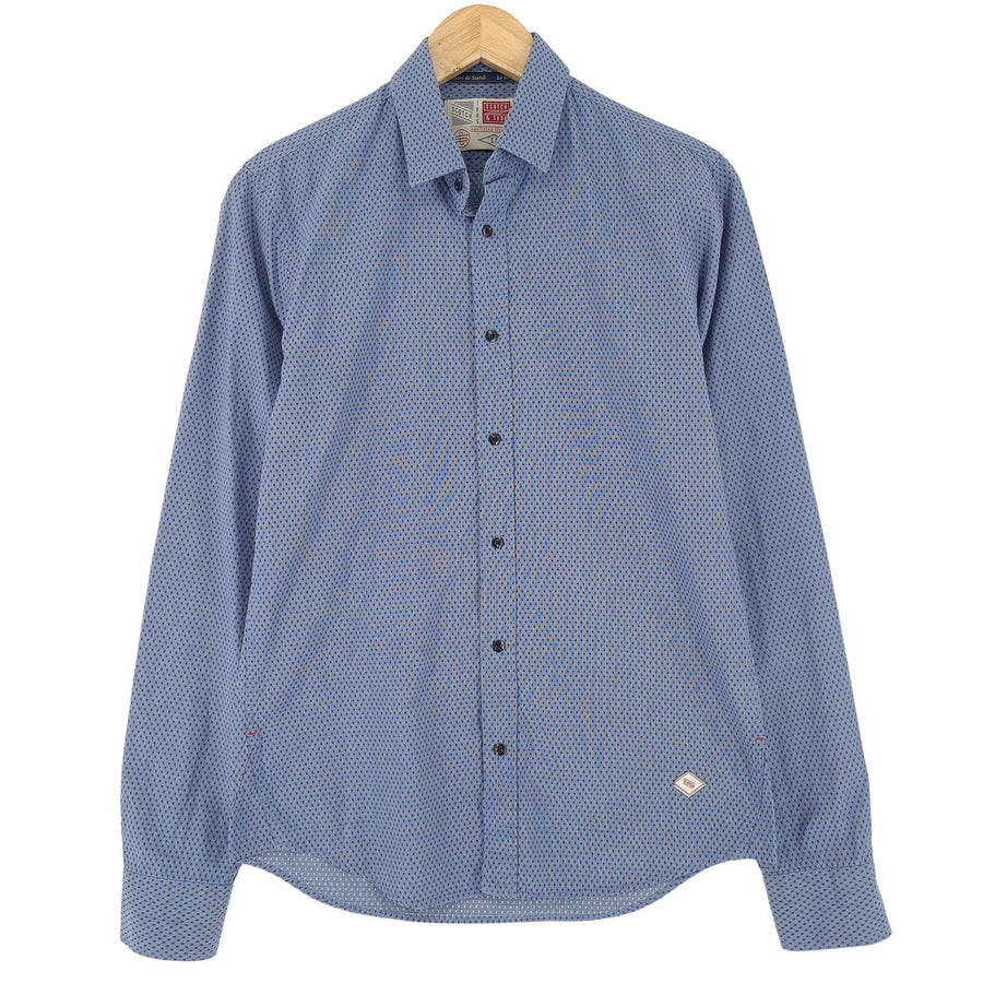 Scotch & Soda Vintage męska koszula niebieski geometryczny bawełna z guzikami dopasowany krój codzienne rozmiar S