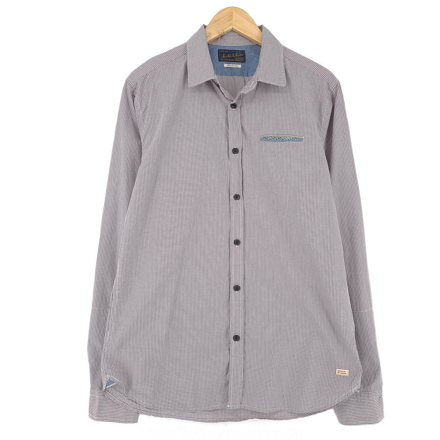 Scotch & Soda Vintage męska koszula bawełniana w kratę zapinana na guziki codzienne na co dzień rozmiar L