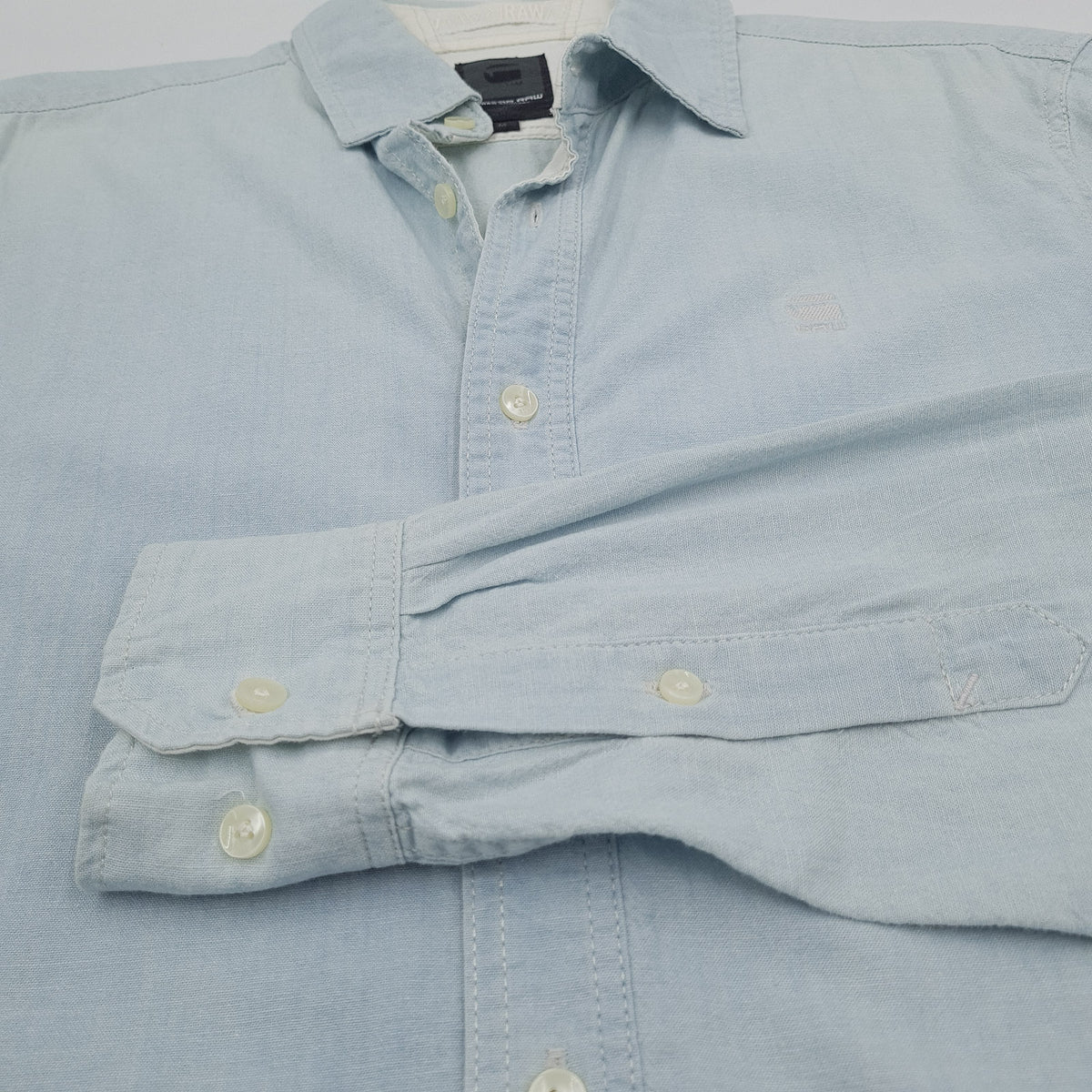 G-Star Vintage Mens Shirt Blue Button Up Casual Everyday Classic Size M, detail view 4, image 6 of 8