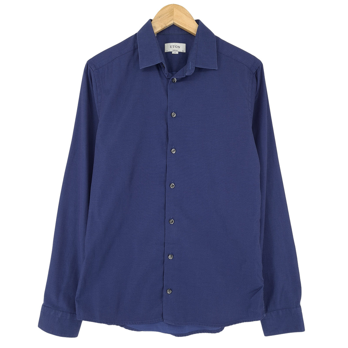 Eton Mens Formal Shirt Blue Geo Cotton Business Slim Fit Size 40 15 3/4, front view, image 1 of 6