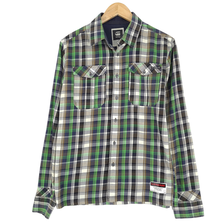 G-Star Vintage chemise homme boutonnée en coton à carreaux décontracté quotidien classique taille M