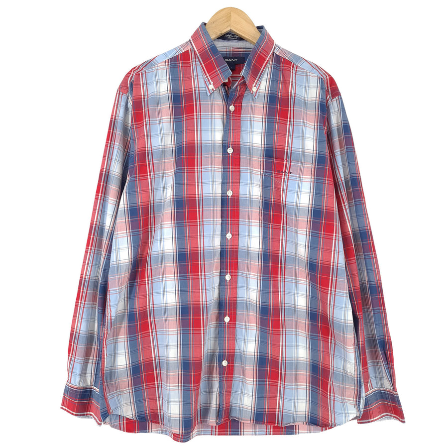 Gant camicia da uomo in cotone a quadri con bottoni casual quotidiano classico taglia L