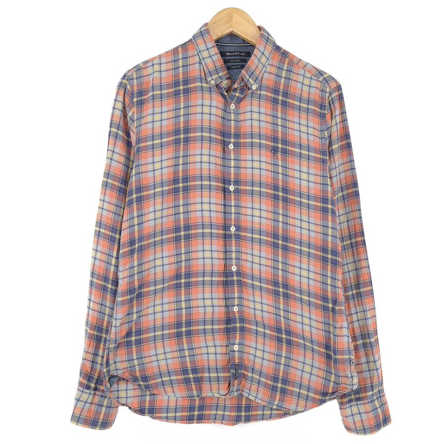 Marc O'Polo camicia elegante da uomo cotone a quadri da ufficio aderente taglia M 39/40