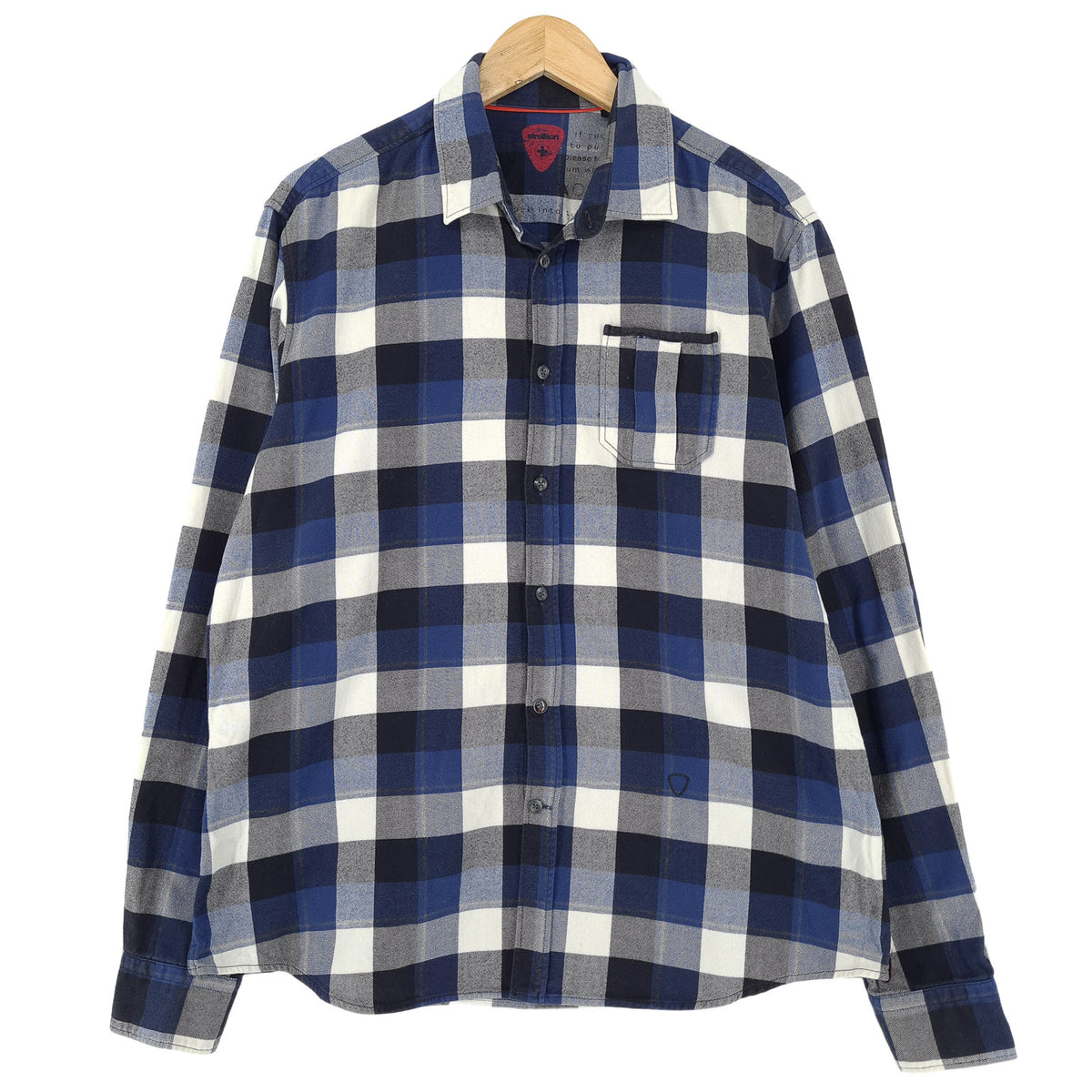 Strellson Mens Shirt Plaid Cotton Button Up Casual Everyday Classic Size L, front view, image 1 of 8