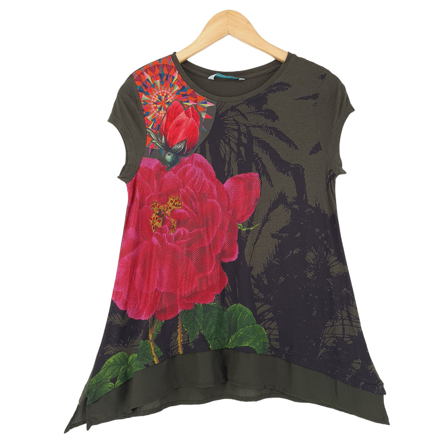 Desigual Vintage Blouse Graphic Cotton Smart Top Elegant Office Women Size S