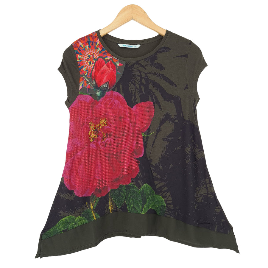 Desigual Vintage T-shirt graphique coton décontracté T-shirt col rond Femme taille S