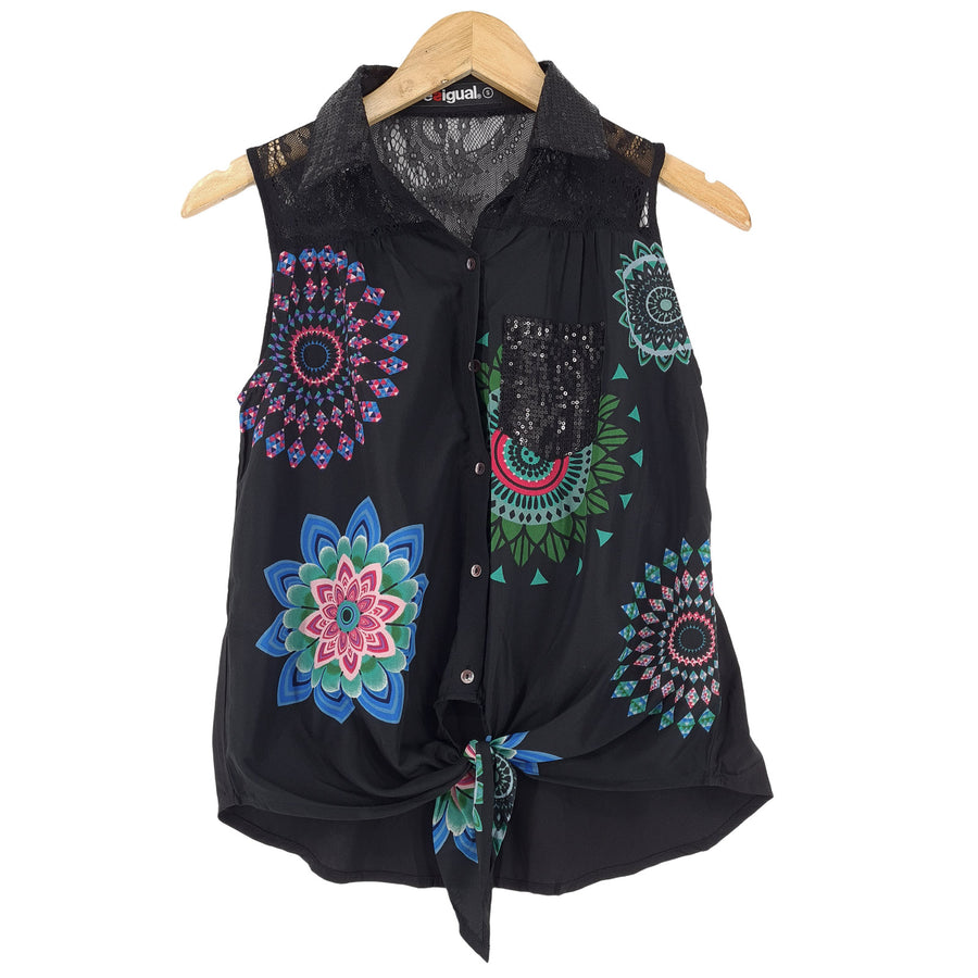 Desigual Vintage chemise graphique boutonné décontracté quotidien classique Femme taille S 36