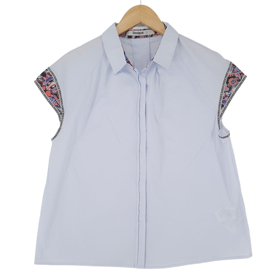 Desigual Vintage chemise coton bleu boutonné décontracté quotidien classique Femme taille L