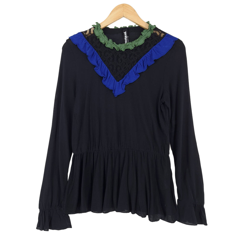 Desigual Vintage Blouse Modal Smart Top Elegant Office Workwear Chic Women Size M