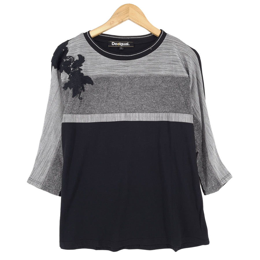 Desigual Vintage T-shirt rayé coton décontracté T-shirt col rond Femme taille M