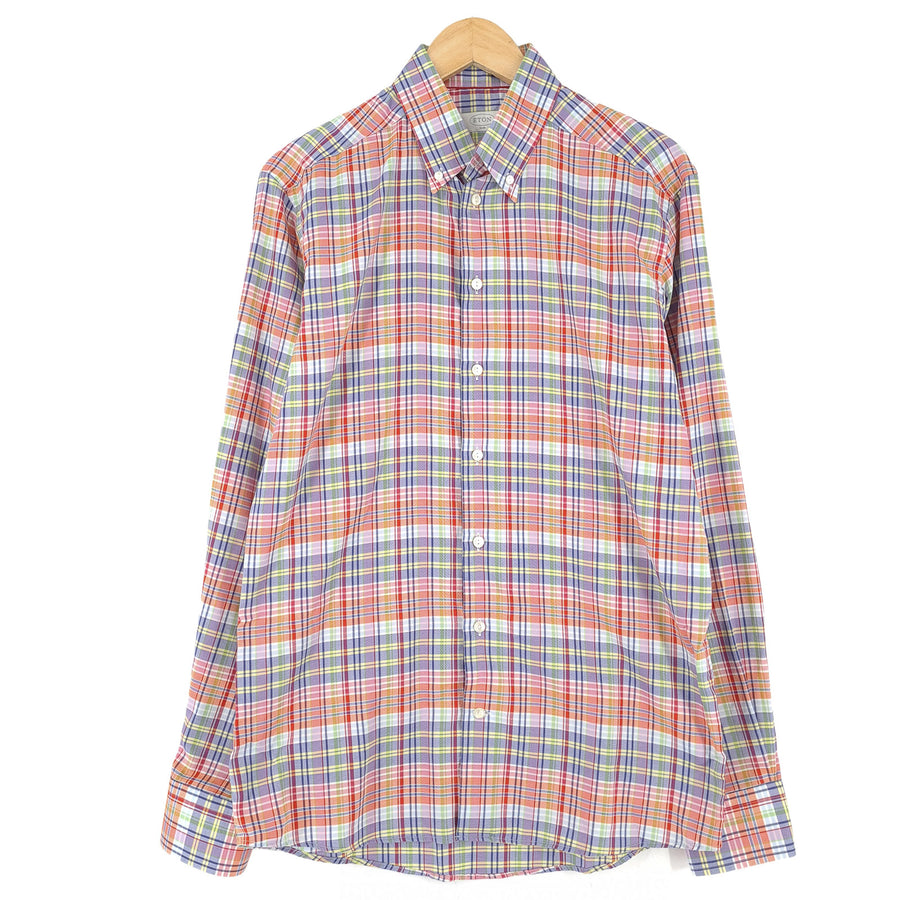 Eton Mens Formal Shirt Plaid Business Slim Fit Button Down Size 16 41