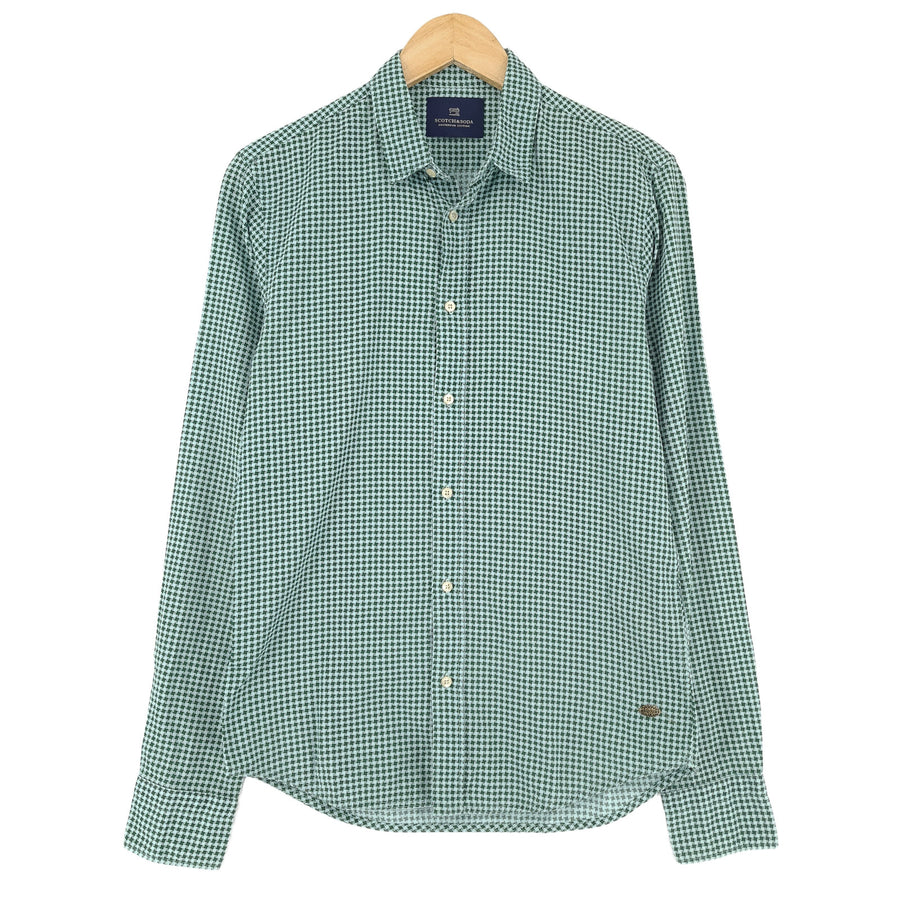 Scotch & Soda Vintage męska koszula zielony geometryczny bawełna z guzikami codzienne na co dzień rozmiar S