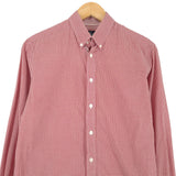 Hackett London Mens Shirt Red Check Cotton Button Up Slim Fit Casual Size S, back view, image 2 of 6