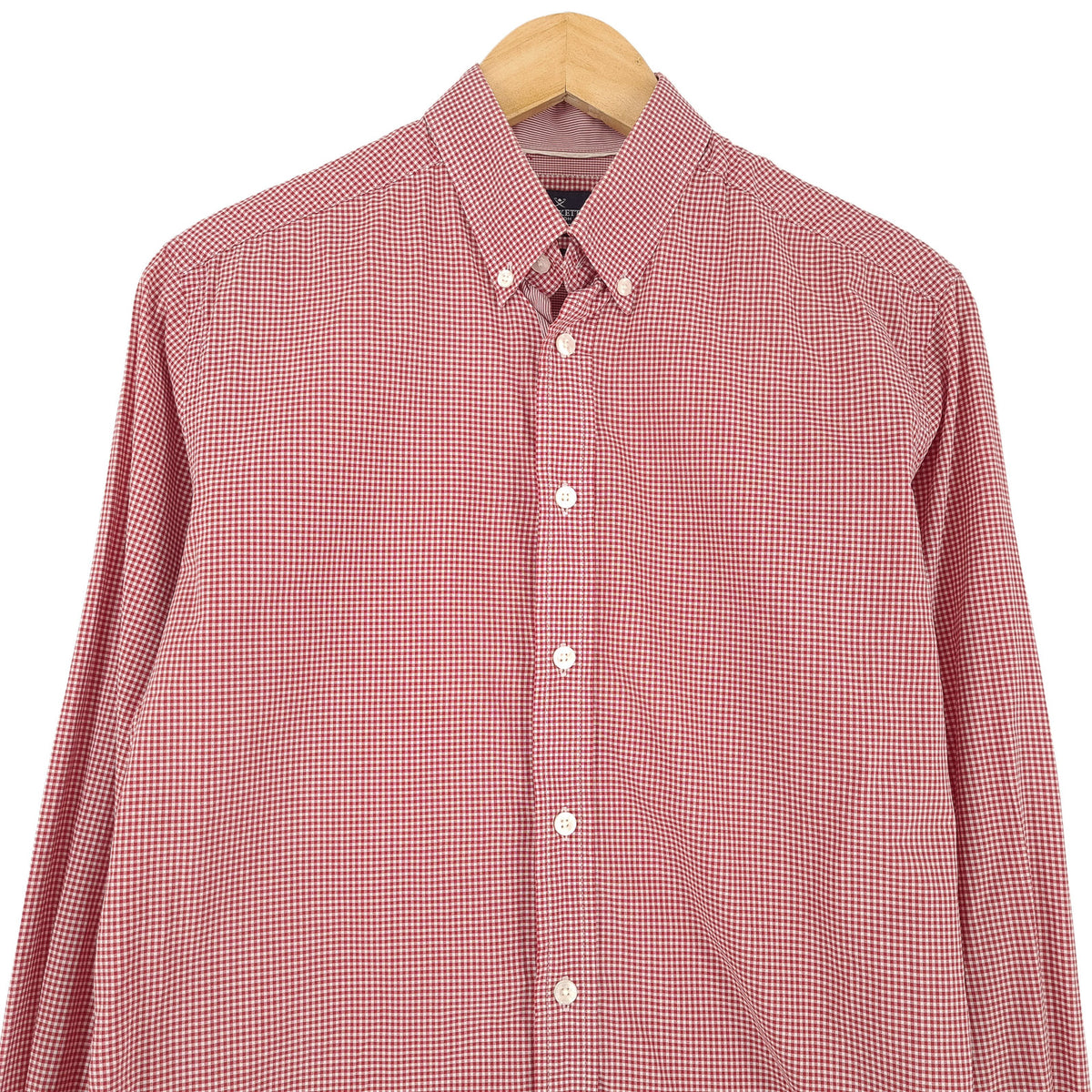 Hackett London Mens Shirt Red Check Cotton Button Up Slim Fit Casual Size S, back view, image 2 of 6