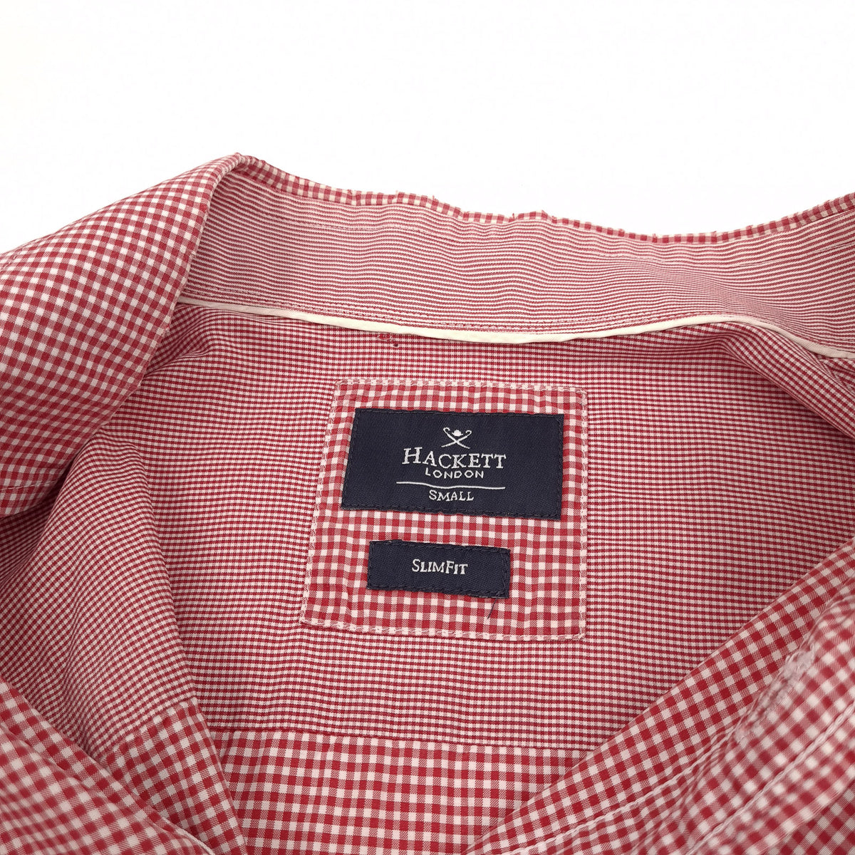 Hackett London Mens Shirt Red Check Cotton Button Up Slim Fit Casual Size S, detail view 2, image 4 of 6