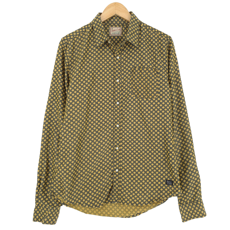 Scotch & Soda Vintage Herrenhemd Polka Baumwolle mit Knopfleiste Freizeit Alltag Größe M