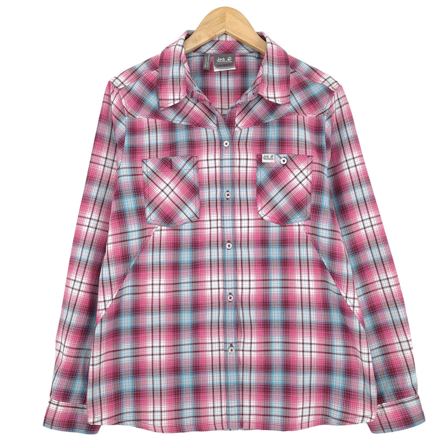 Jack Wolfskin chemise à carreaux boutonné décontracté quotidien classique Femme taille XL
