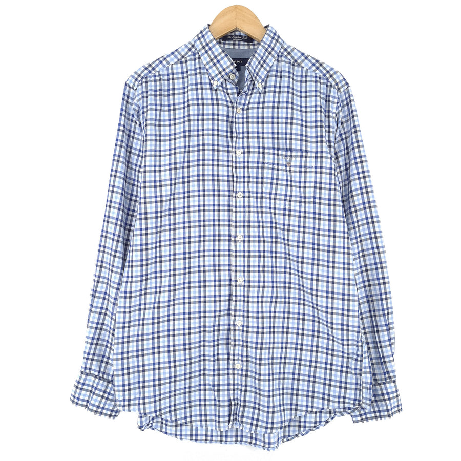 Gant camicia da uomo in cotone a quadri con bottoni casual quotidiano classico taglia L