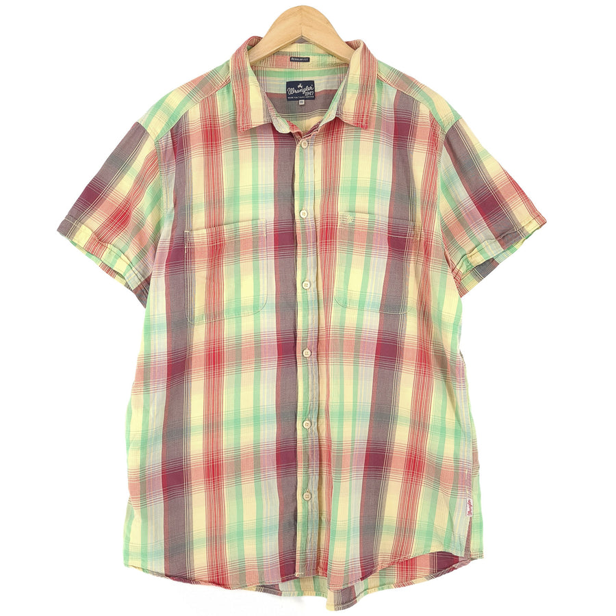 Wrangler Vintage camicia da uomo in cotone a quadri con bottoni casual quotidiano classico taglia 2XL