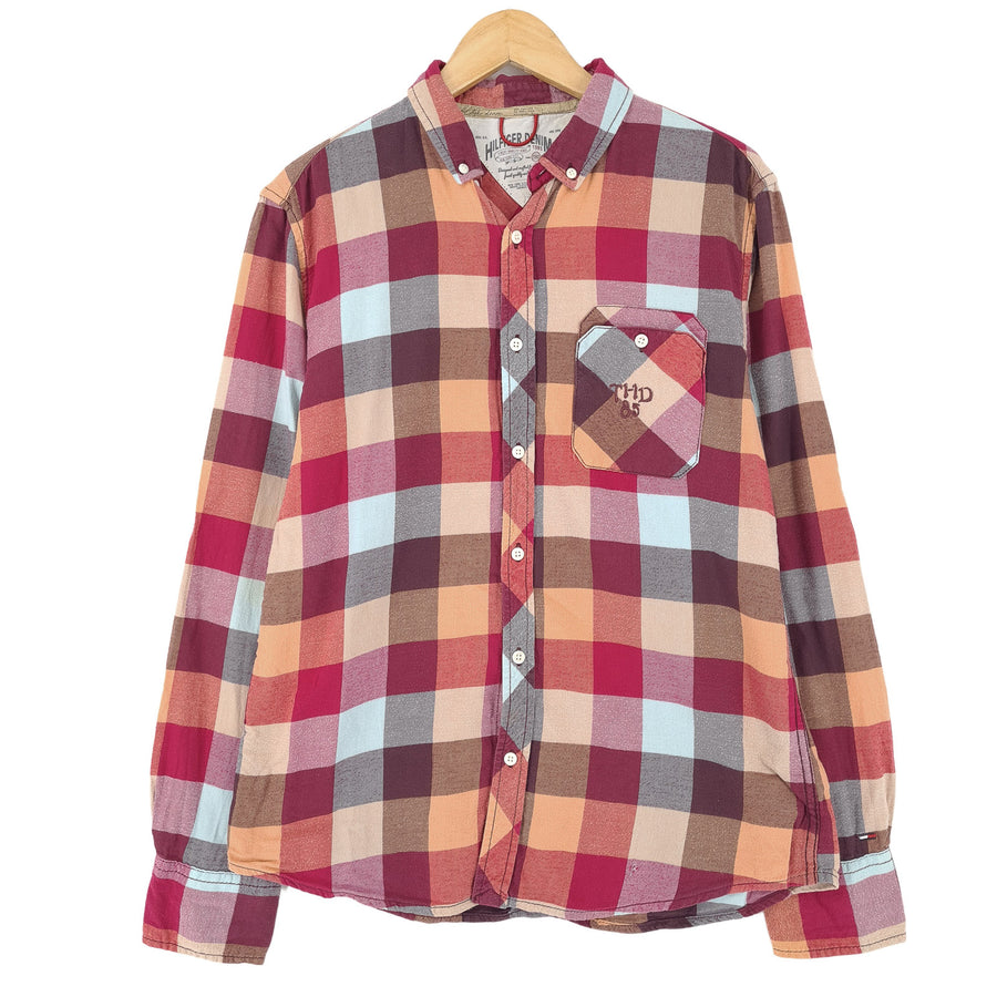 Tommy Hilfiger Vintage camicia da uomo in cotone a quadri con bottoni casual quotidiano taglia M