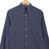 Tommy Hilfiger Vintage Mens Shirt Blue Geo Cotton Button Up Slim Fit Casual Size S, back view, image 2 of 7