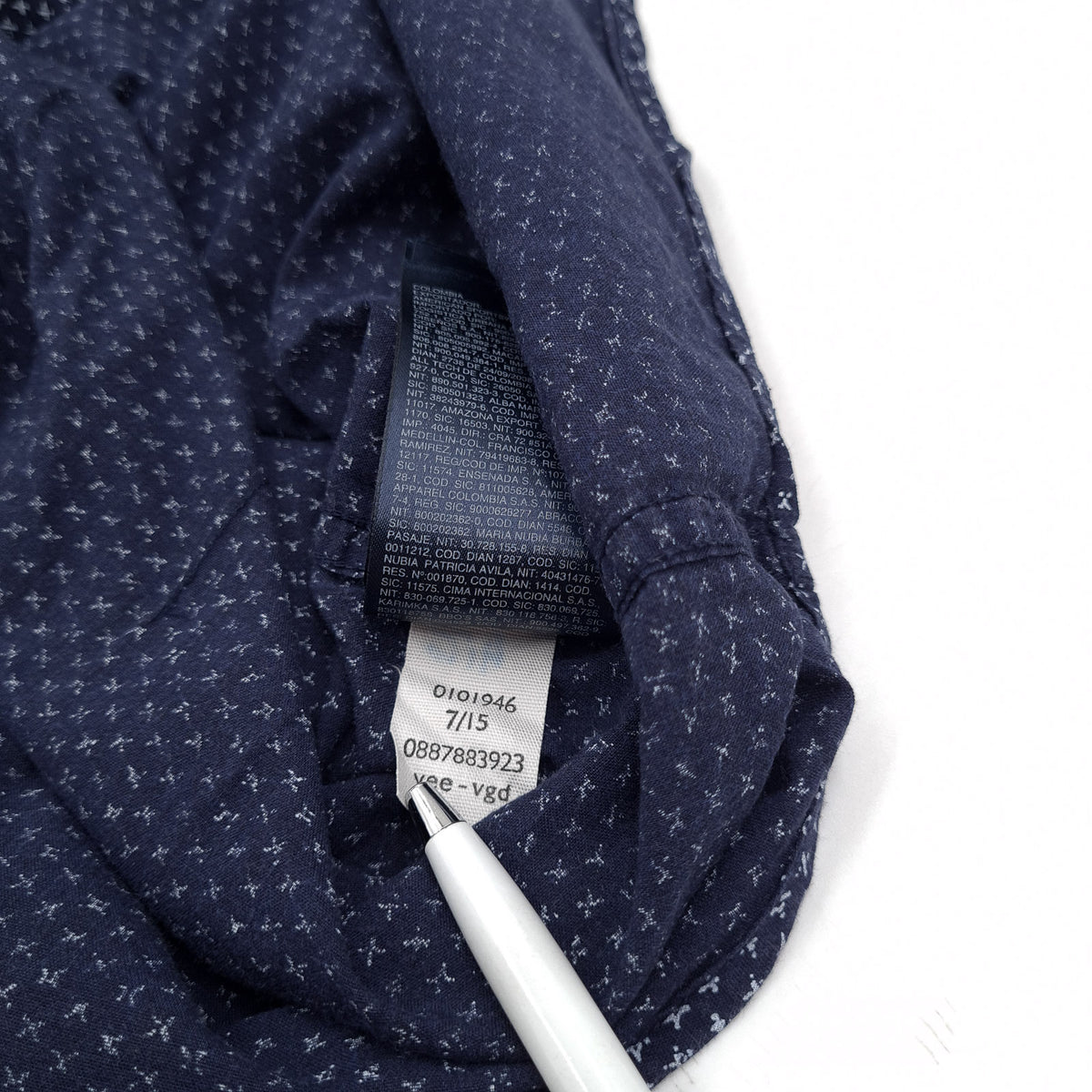 Tommy Hilfiger Vintage Mens Shirt Blue Geo Cotton Button Up Slim Fit Casual Size S, detail view 4, image 6 of 7