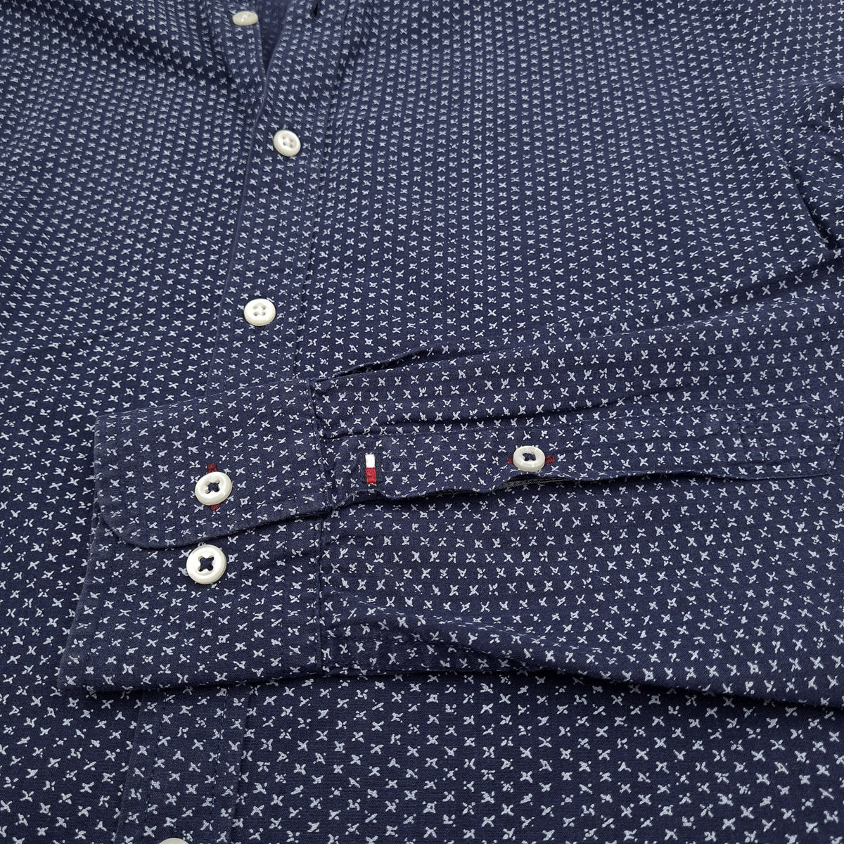 Tommy Hilfiger Vintage Mens Shirt Blue Geo Cotton Button Up Slim Fit Casual Size S, detail view 5, image 7 of 7