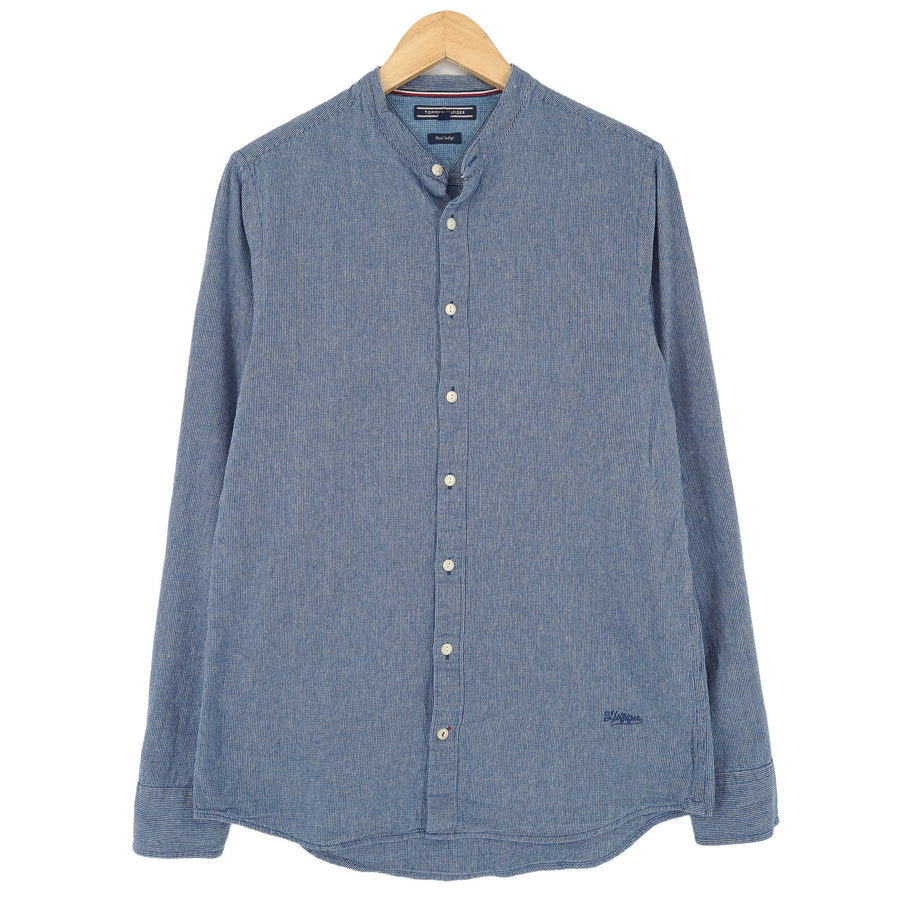Tommy Hilfiger Vintage Herrenhemd blau gestreift Freizeit Alltag klassisch Größe M