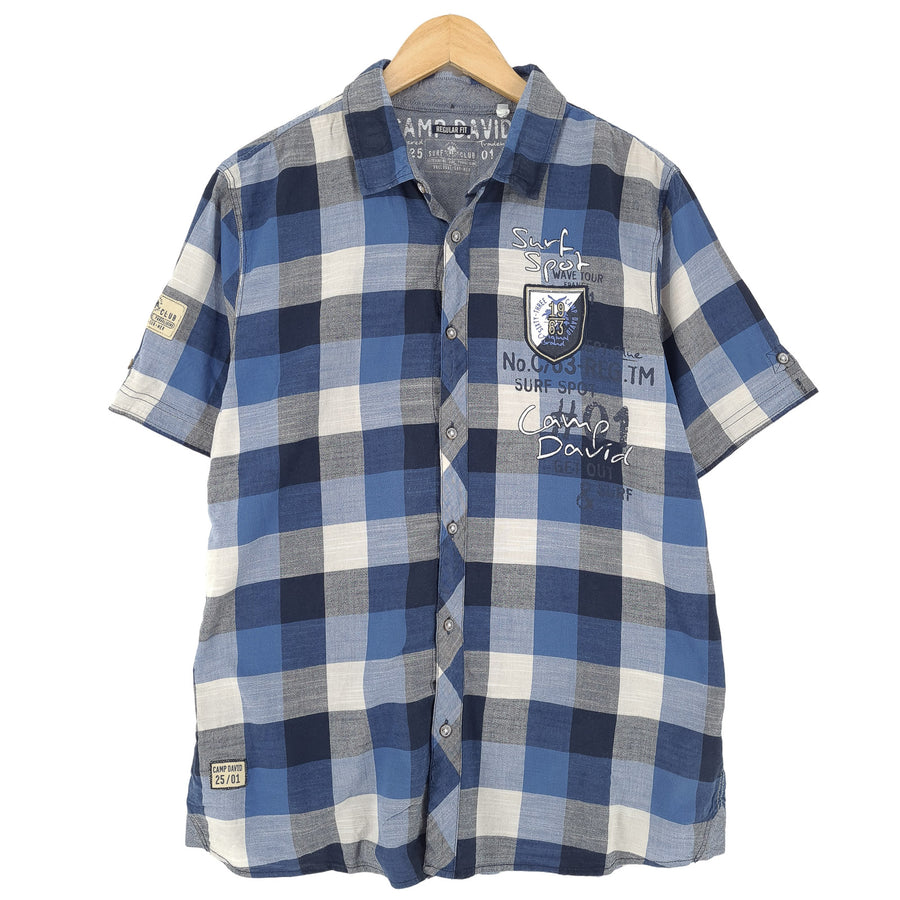 Camp David Vintage camicia da uomo in cotone a quadri con bottoni casual quotidiano classico taglia L