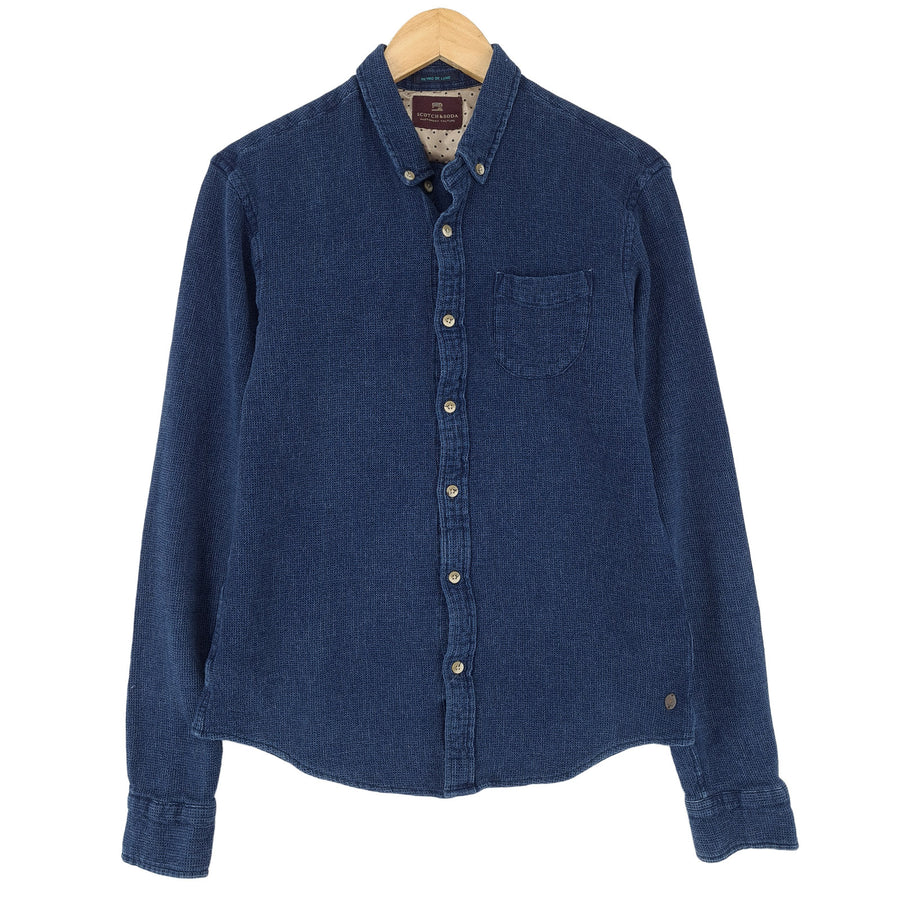 Scotch & Soda Vintage camicia da uomo cotone blu con bottoni casual quotidiano taglia M