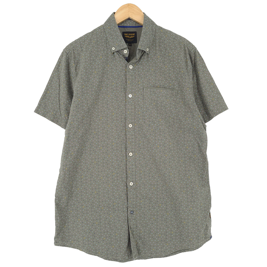 Pme Legend Vintage camicia da uomo grigio geometrico con bottoni classico Fit casual quotidiano taglia M