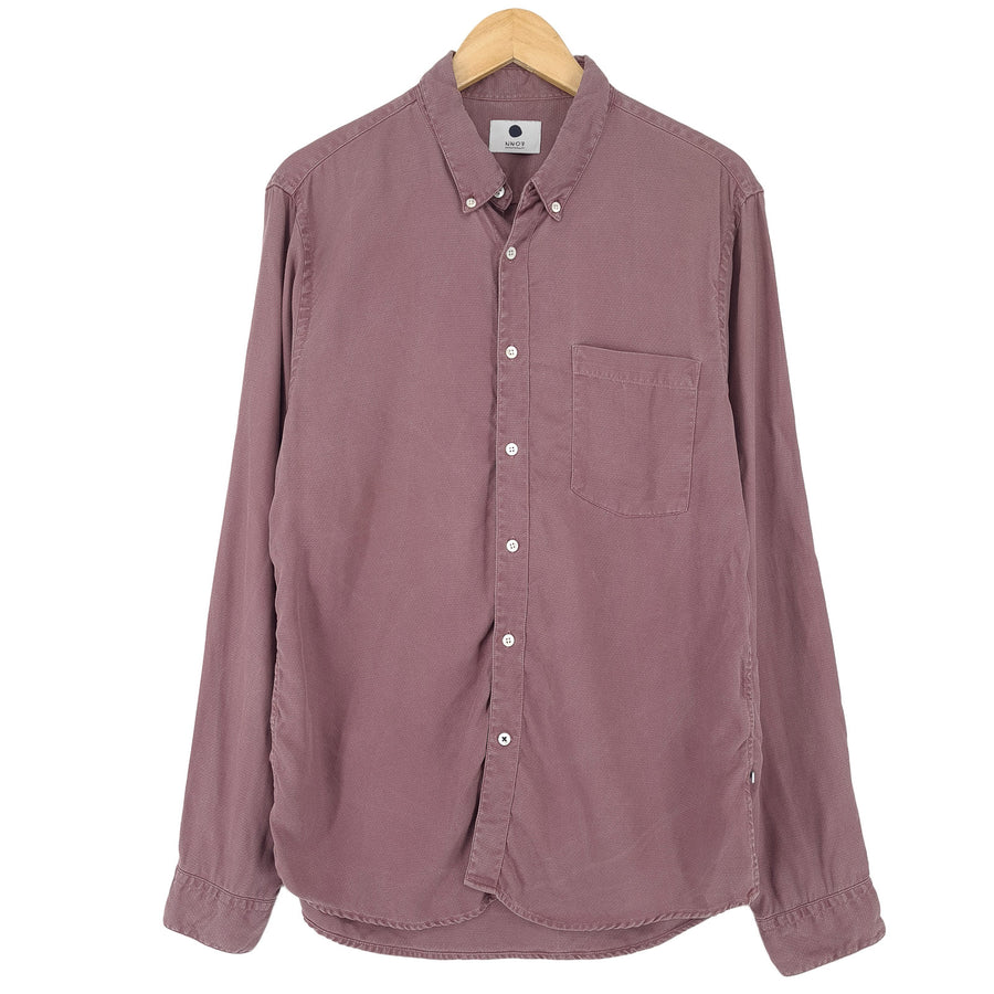 NN07 camicia da uomo bordeaux geometrico con bottoni vestibilità slim casual quotidiano taglia L