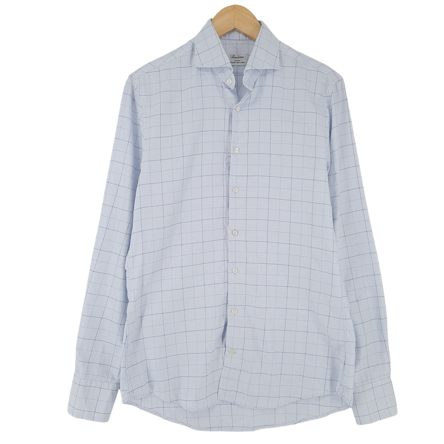 Stenstroms camicia elegante da uomo blu cotone a quadri da ufficio taglia 40 15 3/4