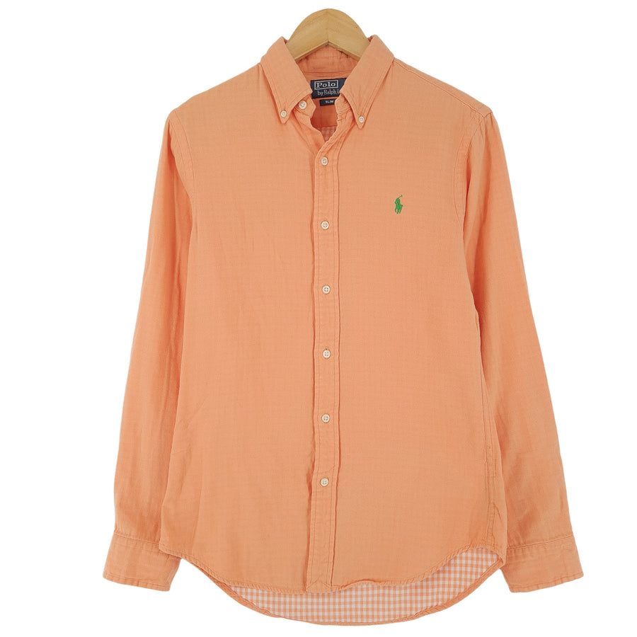 Polo Ralph Lauren Vintage męska koszula Orange bawełna z guzikami dopasowany krój codzienne rozmiar S