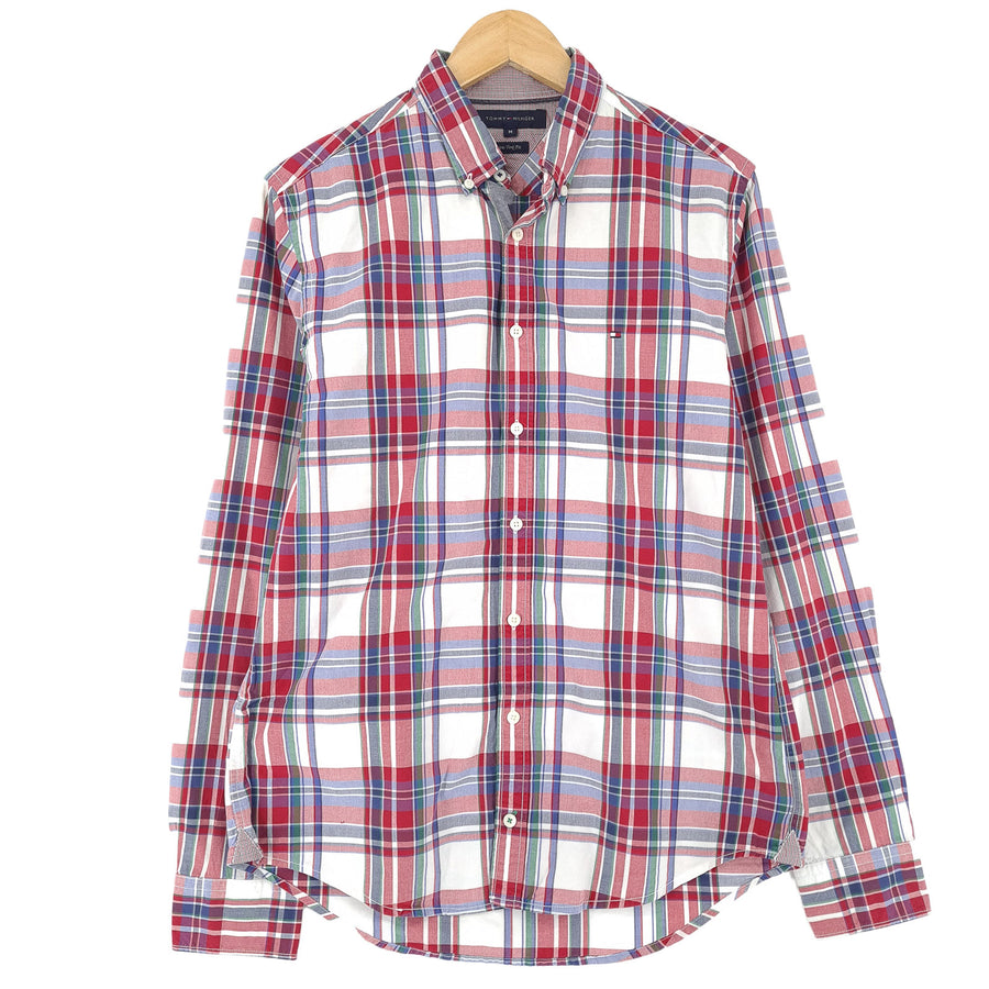 Tommy Hilfiger Vintage Mens Shirt Plaid Cotton Button Up Casual Everyday Size M