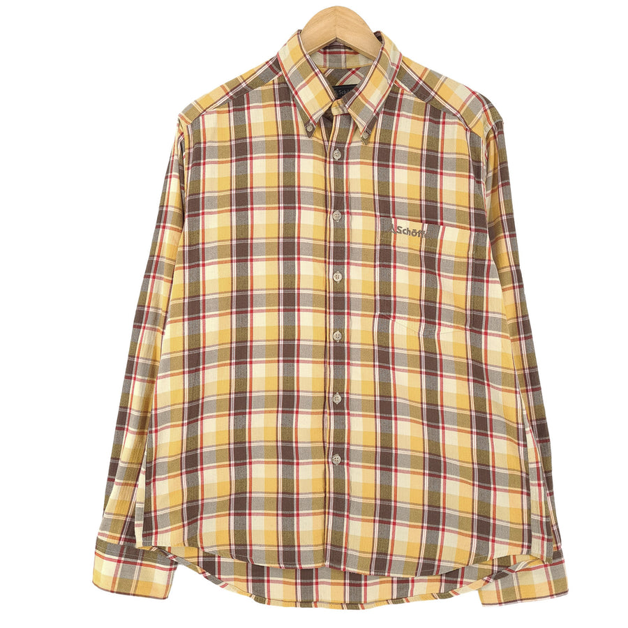 Vintage Schoffel chemise homme boutonnée en coton à carreaux décontracté quotidien classique taille M