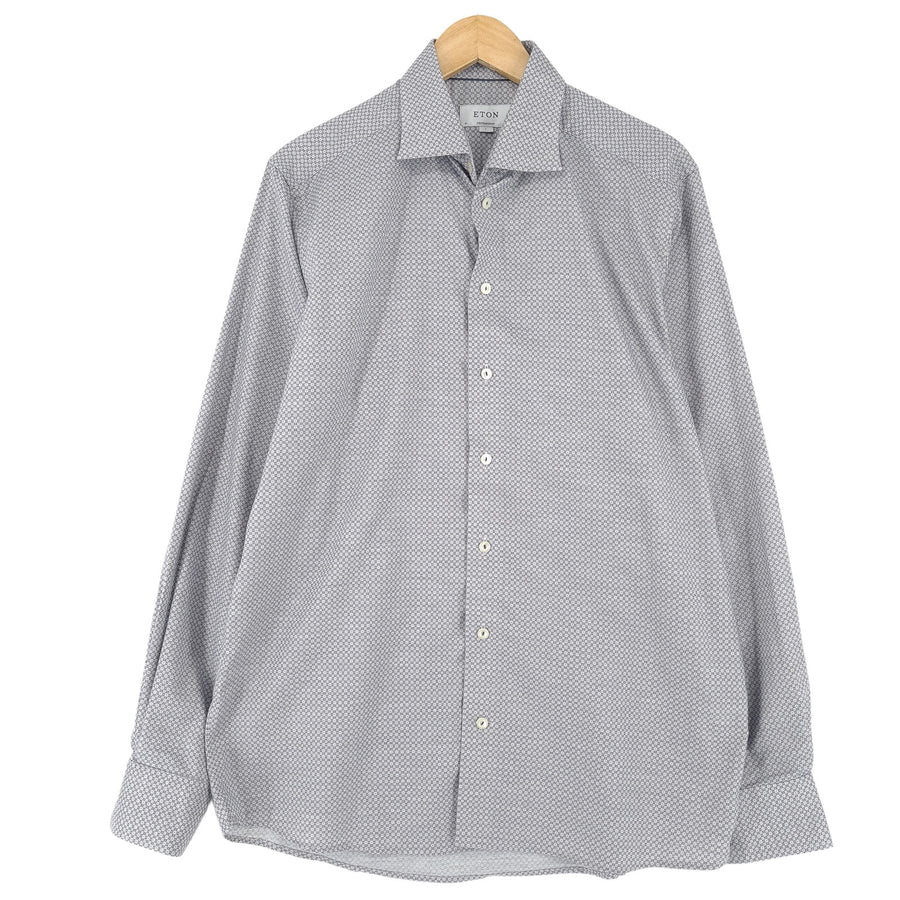 Eton Mens Shirt Geo Cotton Button Up Contemporary Fit Casual Size L 41