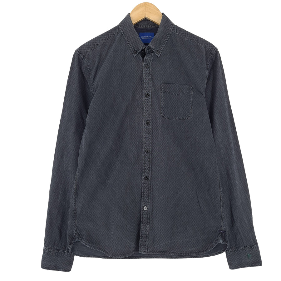 Scotch & Soda Vintage chemise homme gris géométrique coton boutonné décontracté quotidien taille M