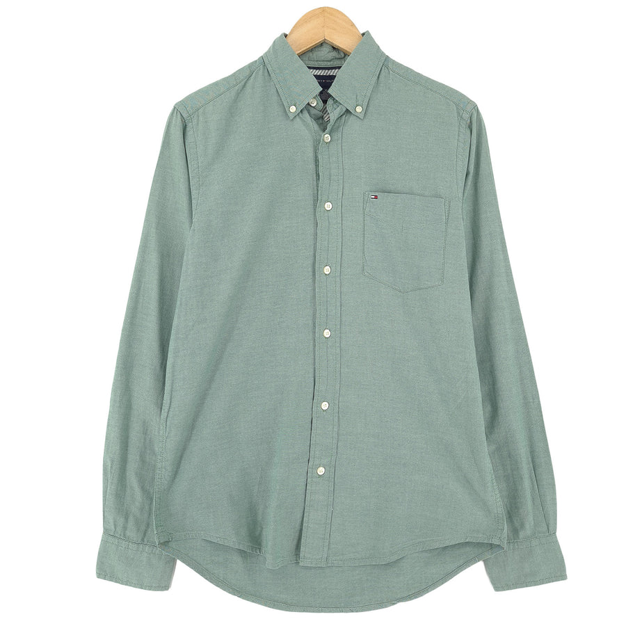 Tommy Hilfiger Vintage chemise homme vert boutonné décontracté quotidien classique taille XS