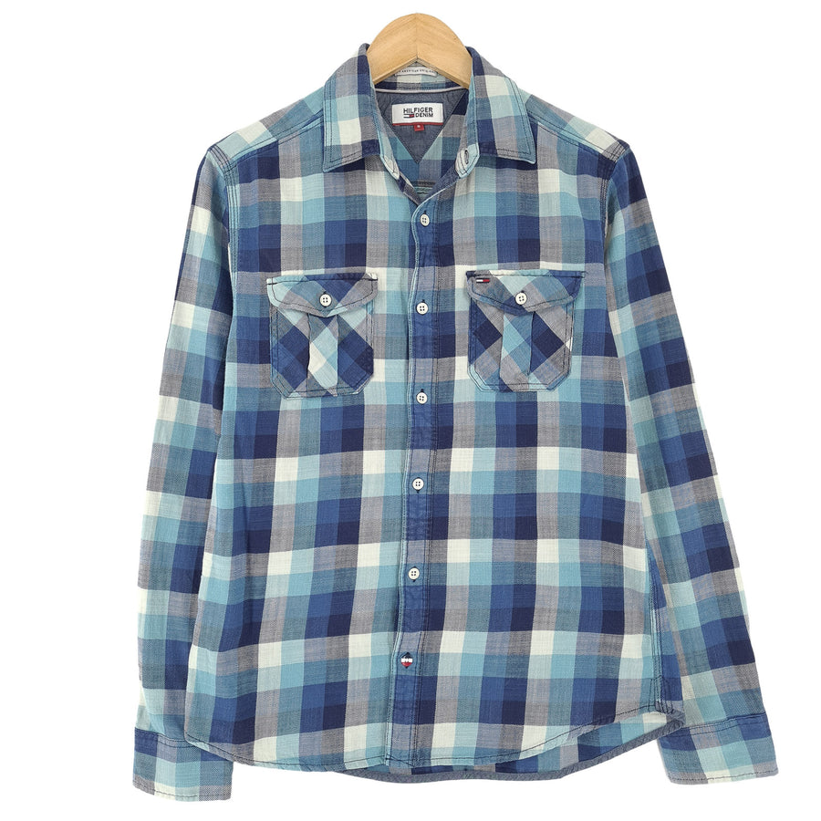 Tommy Hilfiger Vintage chemise homme à carreaux boutonné décontracté quotidien classique taille S