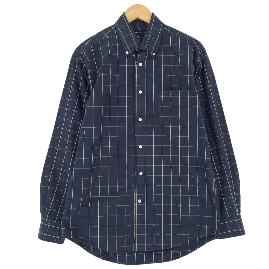 Tommy Hilfiger Vintage chemise homme bleu coton à carreaux boutonné décontracté taille S