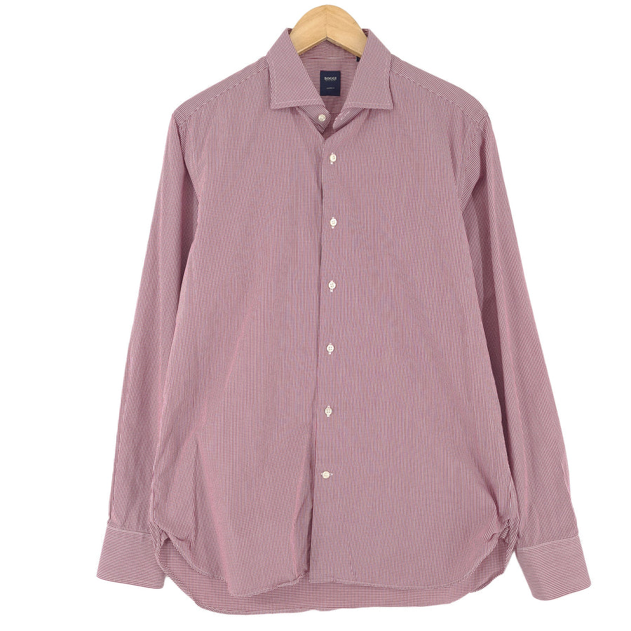 Boggi Milano chemise homme rouge coton à carreaux boutonné ajusté décontracté taille 42