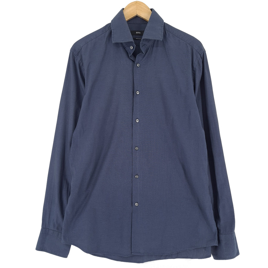 Hugo Boss Vintage Mens Formal Shirt Blue Cotton Business Button Down Size 16 41