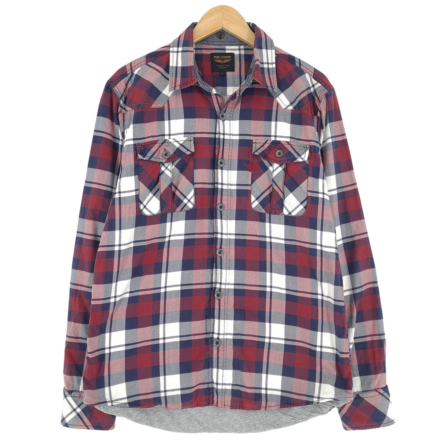 Pme Legend Vintage Mens Shirt Plaid Cotton Button Up Classic Fit Casual Size L