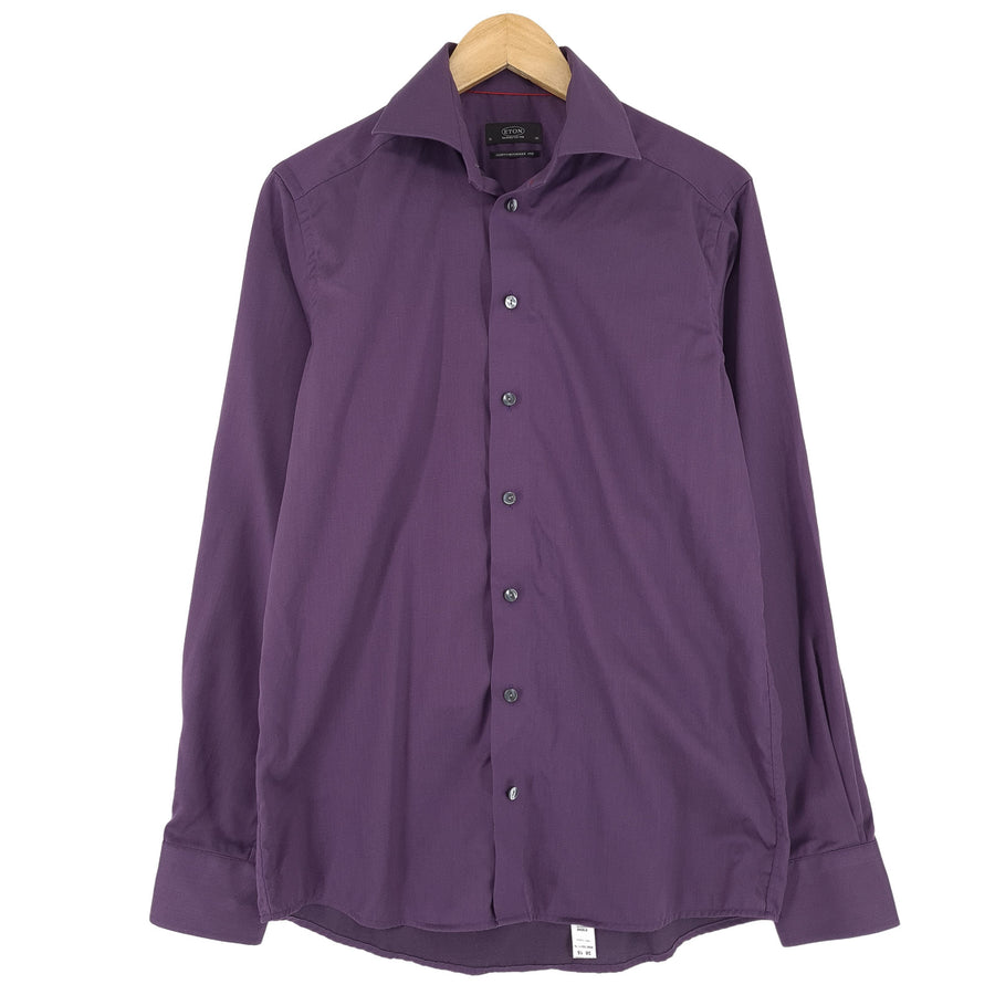 Eton Mens Formal Shirt Purple Cotton Business Contemporary Fit Size 15 38