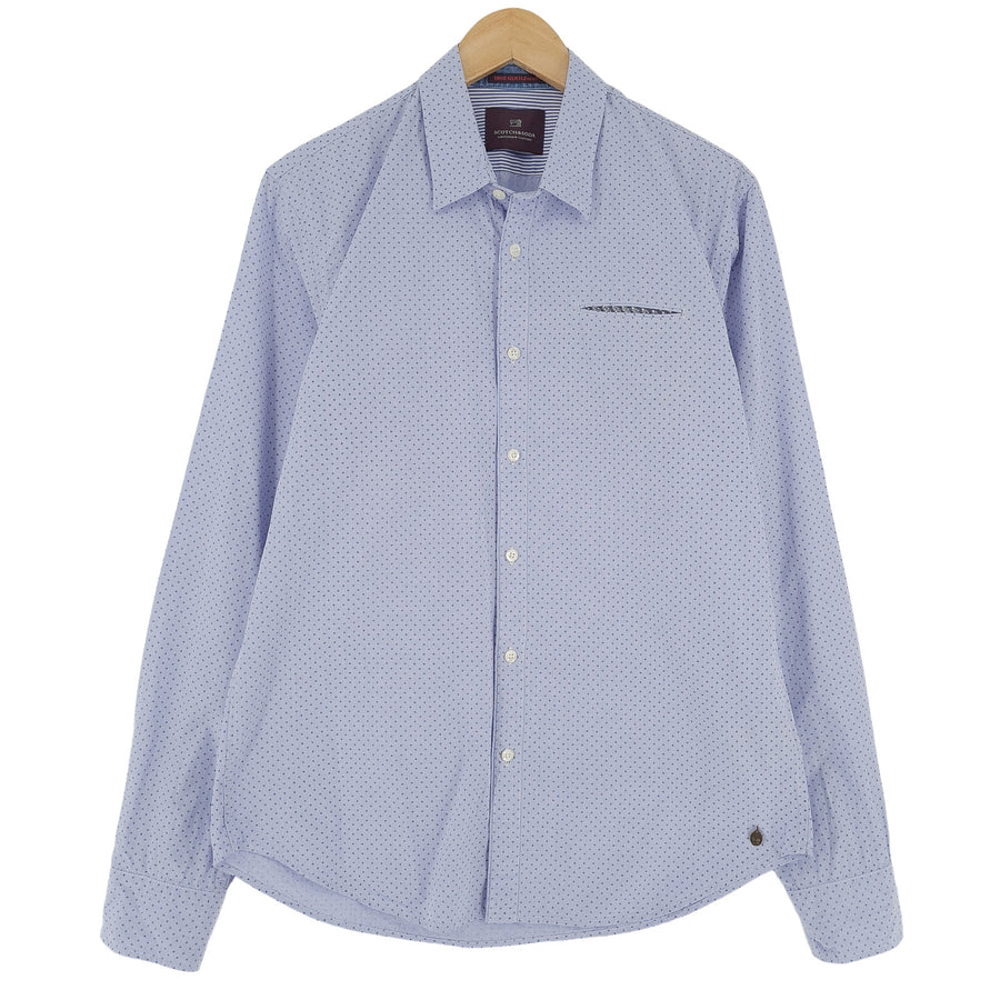 Scotch & Soda Vintage chemise homme bleu géométrique coton boutonné décontracté quotidien taille L